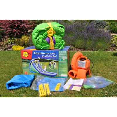 Happy Hop Hot Summer velká vodní dvoj-skluzavka s fukarem, Happy Hop 9129