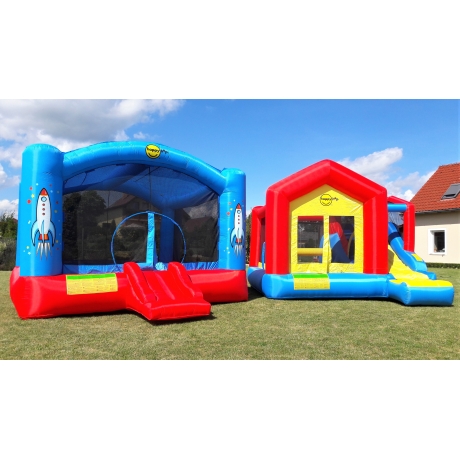 Happy Hop super skákací hrad se sluneční clonou a skluzavkou
