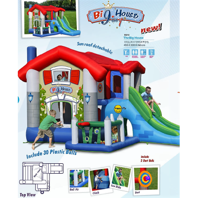 Happy Hop Velký dům 9 v 1 se skluzavkou, velkou skákací plochou a míčky na hraní, happy hop 9515