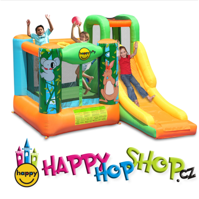 Happy Hop Džungle skákací hrad se skluzavkou a zvířátky