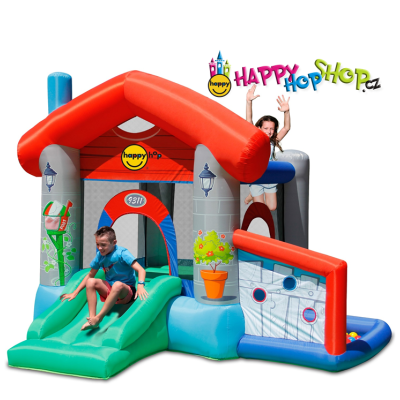 Happy Hop Skákací párty domeček , skákací hrad se skluzavkou a míčky