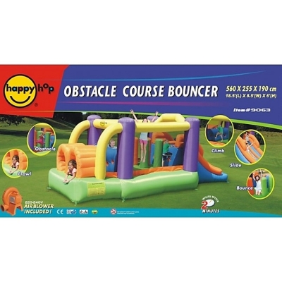 Happy Hop Překážková dráha velká nafukovací hrad s překážkami, tunelem a skluzavkou, happy hop 9063