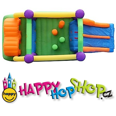Happy Hop Překážková dráha velká nafukovací hrad s překážkami, tunelem a skluzavkou, happy hop 9063