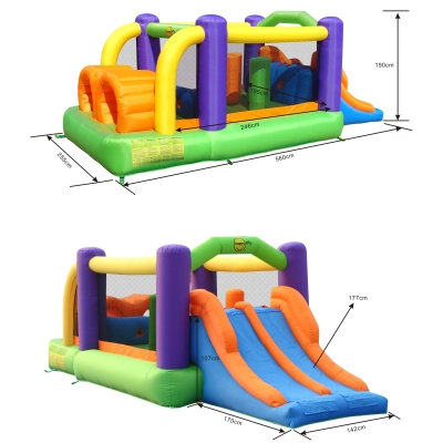 Happy Hop Překážková dráha velká nafukovací hrad s překážkami, tunelem a skluzavkou, happy hop 9063