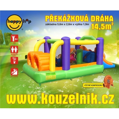 Happy Hop Překážková dráha velká nafukovací hrad s překážkami, tunelem a skluzavkou, happy hop 9063