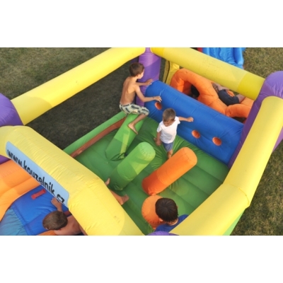 Happy Hop Překážková dráha velká nafukovací hrad s překážkami, tunelem a skluzavkou, happy hop 9063