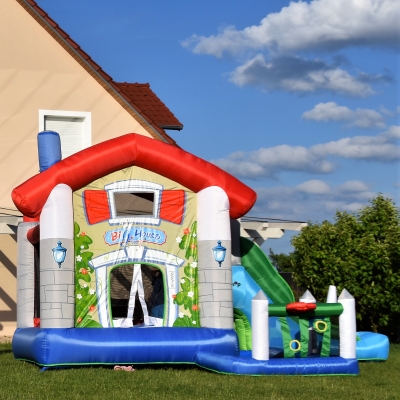 Happy Hop Velký dům 9 v 1 se skluzavkou, velkou skákací plochou a míčky na hraní, happy hop 9515