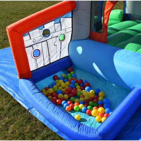 Happy Hop Skákací párty domeček , skákací hrad se skluzavkou a míčky