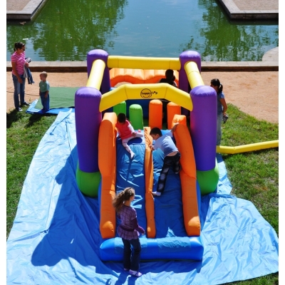 Happy Hop Překážková dráha velká nafukovací hrad s překážkami, tunelem a skluzavkou, happy hop 9063