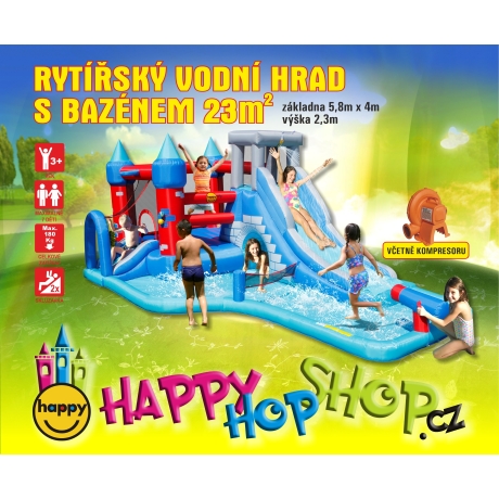 Happy Hop 9261 Velký vodní Rytířský skákací hrad s bazénem