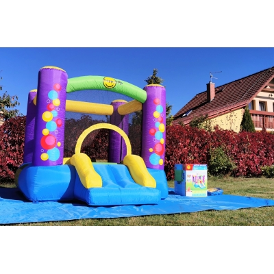 Happy Hop Skákací hrad barevné bublinky se skluzavkou 9201B