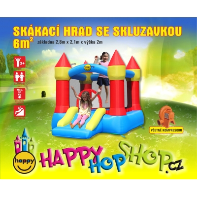 Happy Hop Klasik střední nafukavací atrakce a skluzavkou