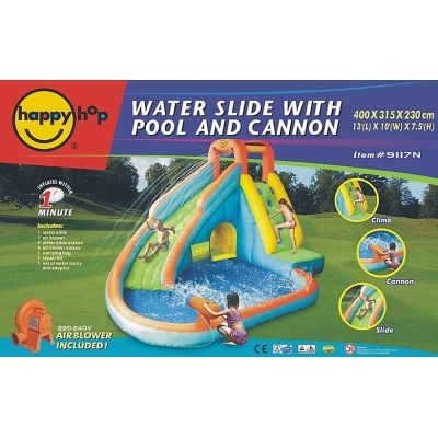 Vodní skluzavka s vodním dělem Happy Hop 9117N Water slide with pool and cannon