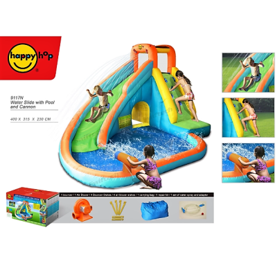 Vodní skluzavka s vodním dělem Happy Hop 9117N Water slide with pool and cannon
