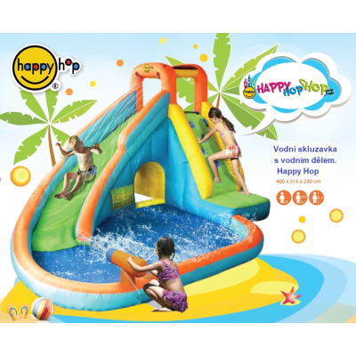 Vodní skluzavka s vodním dělem Happy Hop 9117N Water slide with pool and cannon