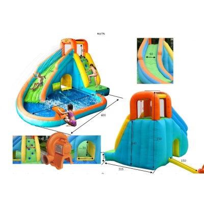 Vodní skluzavka s vodním dělem Happy Hop 9117N Water slide with pool and cannon