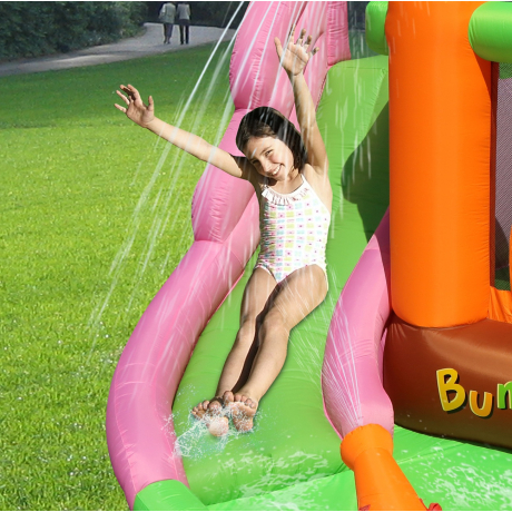 Happy Hop 9797 Bunny land vodní skákací hrad se skluzavkou a bazénkem