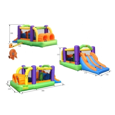 Happy Hop Překážková dráha velká nafukovací hrad s překážkami, tunelem a skluzavkou, happy hop 9063