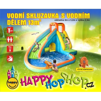 Vodní skluzavka s vodním dělem Happy Hop 9117N Water slide with pool and cannon